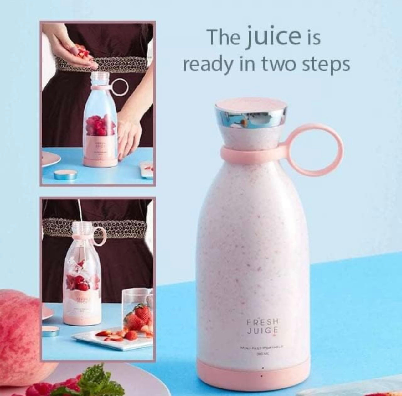 Portable 12 oz Electric Blender Bottle: This innovative personal sized blender bottle is a convenient way to rejuvenate with a quick smoothie from any location!