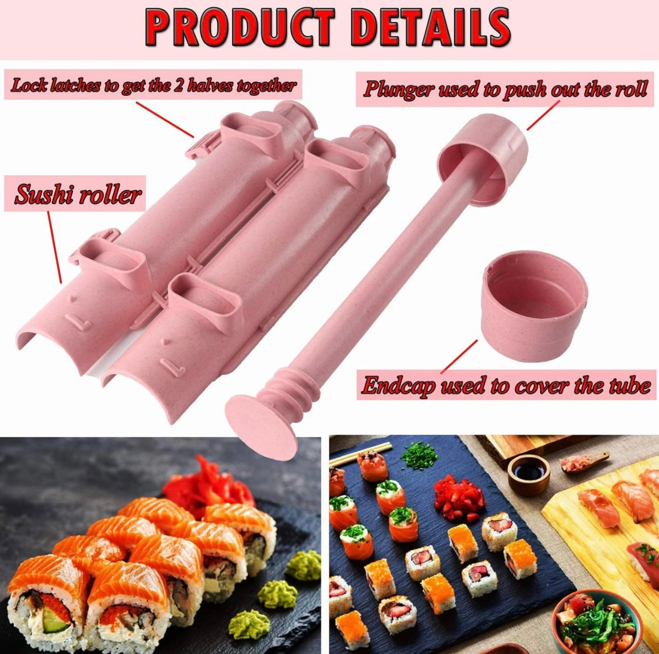 Quick DIY Sushi Roll Mold: It’s compact design is user-friendly, and even suitable for children to utilize to craft sushi as well.