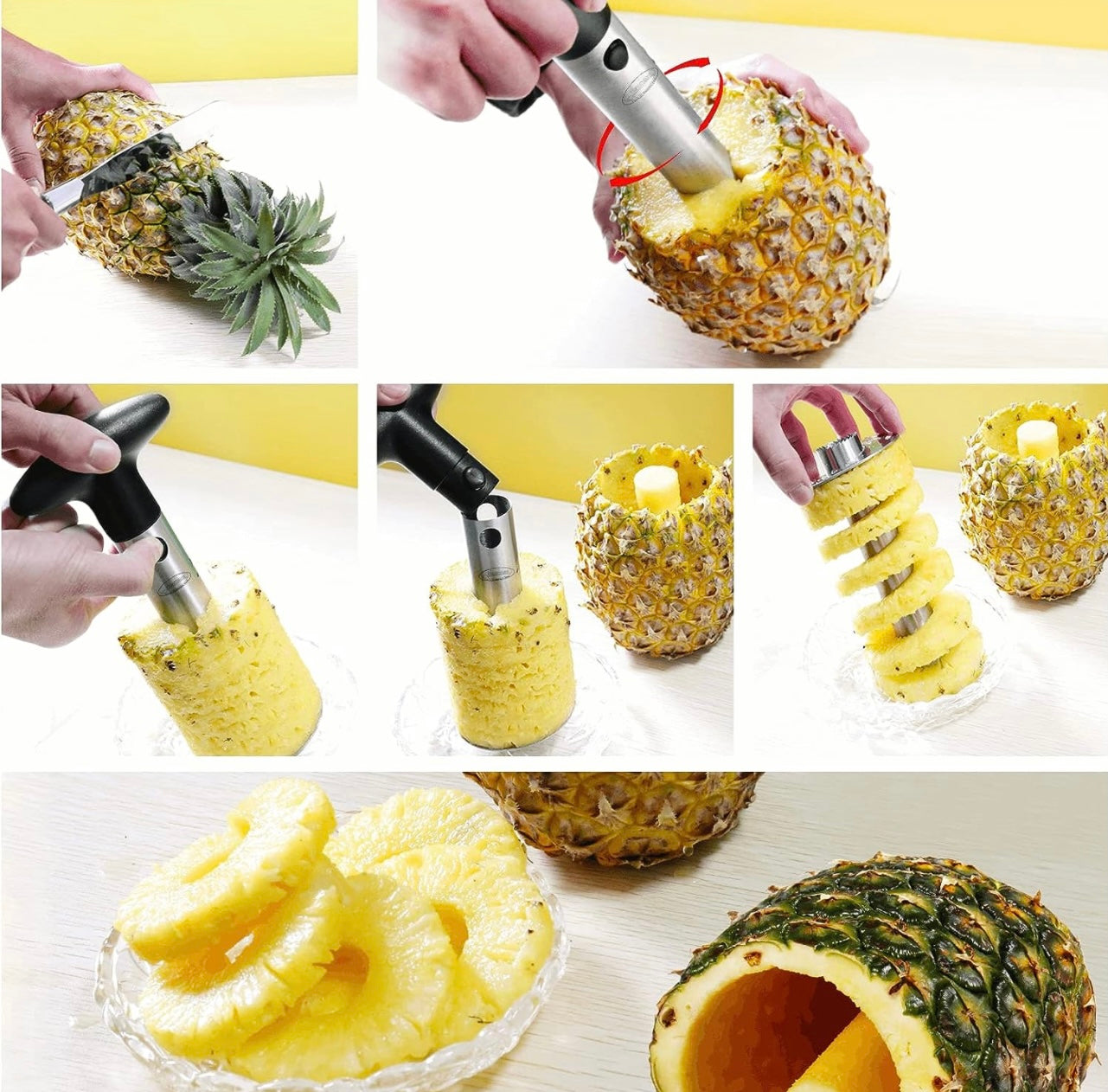 Stainless Steel Pineapple Slicer : A faster, convenient way to enjoy your pineapple effortlessly, and with professional quality precision!
