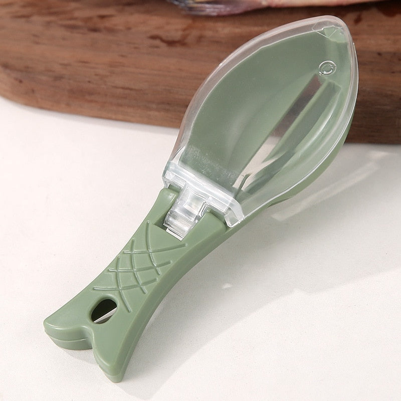 Fish Scale Grater With Scale Catching Cover: This fish scale remover enables you to swiftly and safely remove scales without the hassle and risk of using a knife!